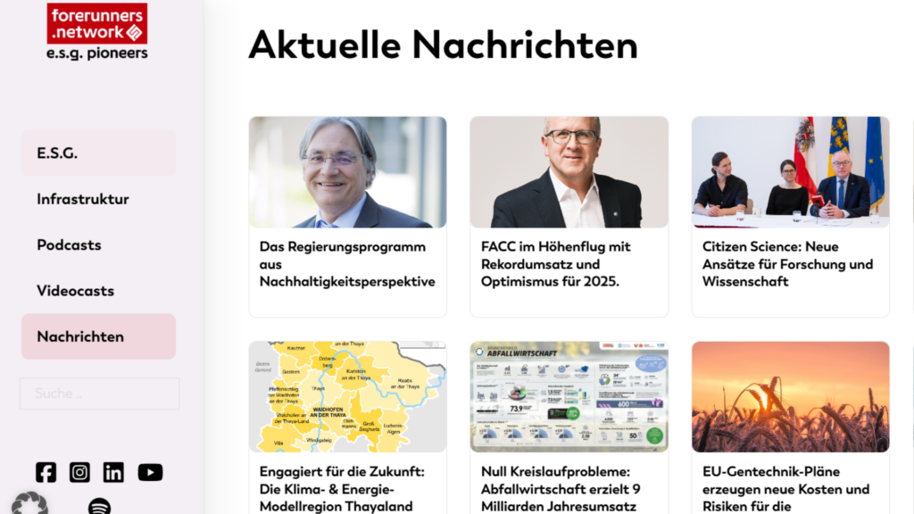 Aktuelle Nachrichten zur Nachhaltigkeit und Wissenschaft in Österreich